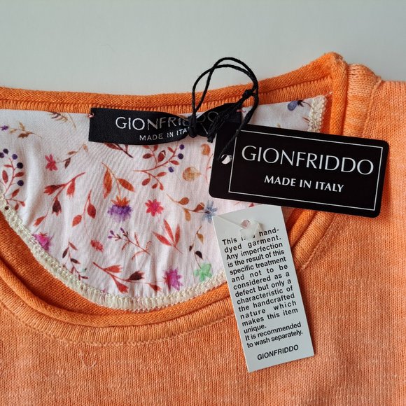 NWT Men's Gionfriddo 100% Cotton Italian Crew Neck Orange Shirt Sweater Size L - Picture 6 of 9